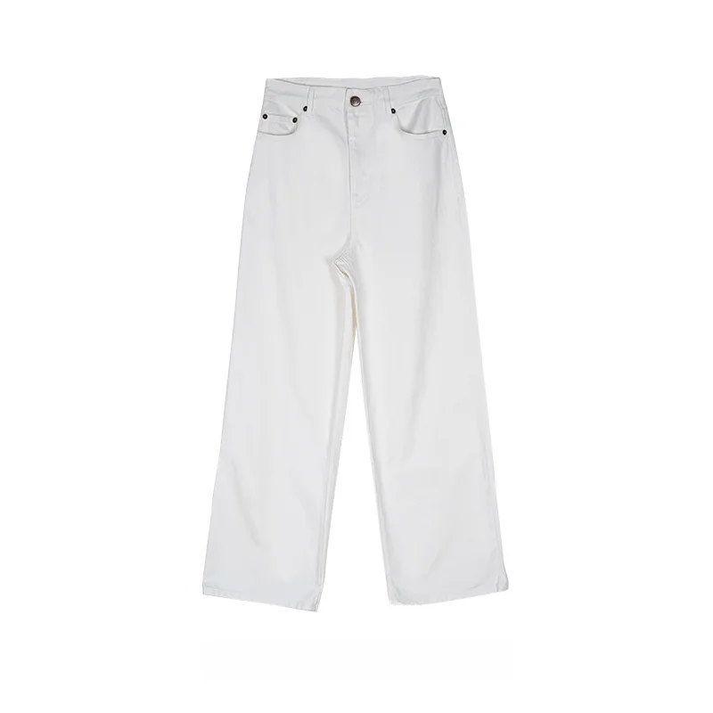 

Джинсы женские классические белые с высокой талией и широкими штанинами, свободные, повседневные, из хлопка со стрейчем, на молнии, от Ordinarytimes