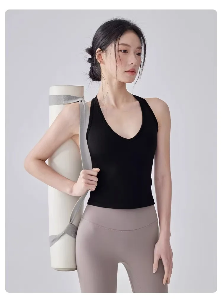Sportunterwäsche mit Brustpolster, schnelltrocknend, für Pilates-Training, Fitnesskleidung, BH-Träger, sexy, schöner Rücken, Yoga-Top für Damen – Detail 5