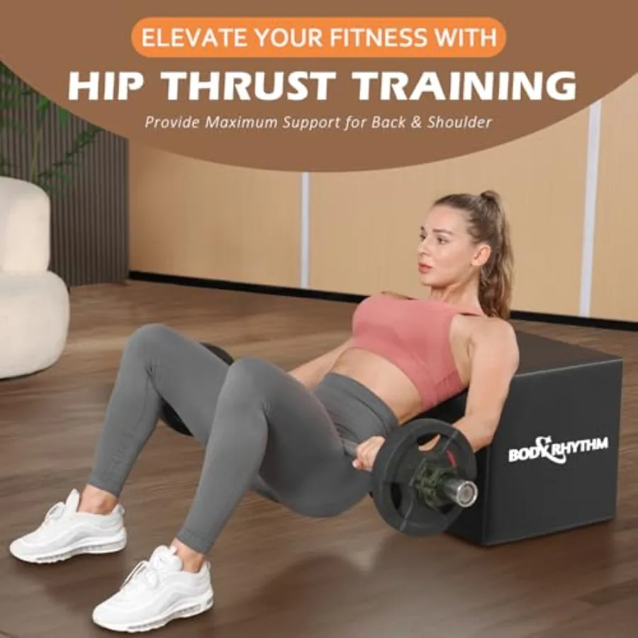 Multi-Functional Total Body Workout Box for Hip Thrust and Glute Bridge Training Durable Steel Frame Black Finish Non-Slip Surf