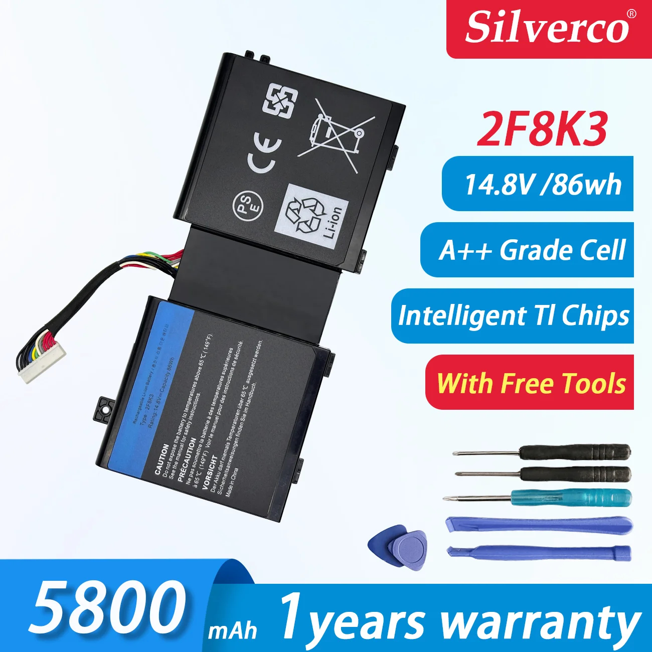 2F8K3 86wh 5800mAh Laptop Battery for DELL Alienware 17 18 M17X R5 M18X R1 0KJ2PX KJ2PX G33TT