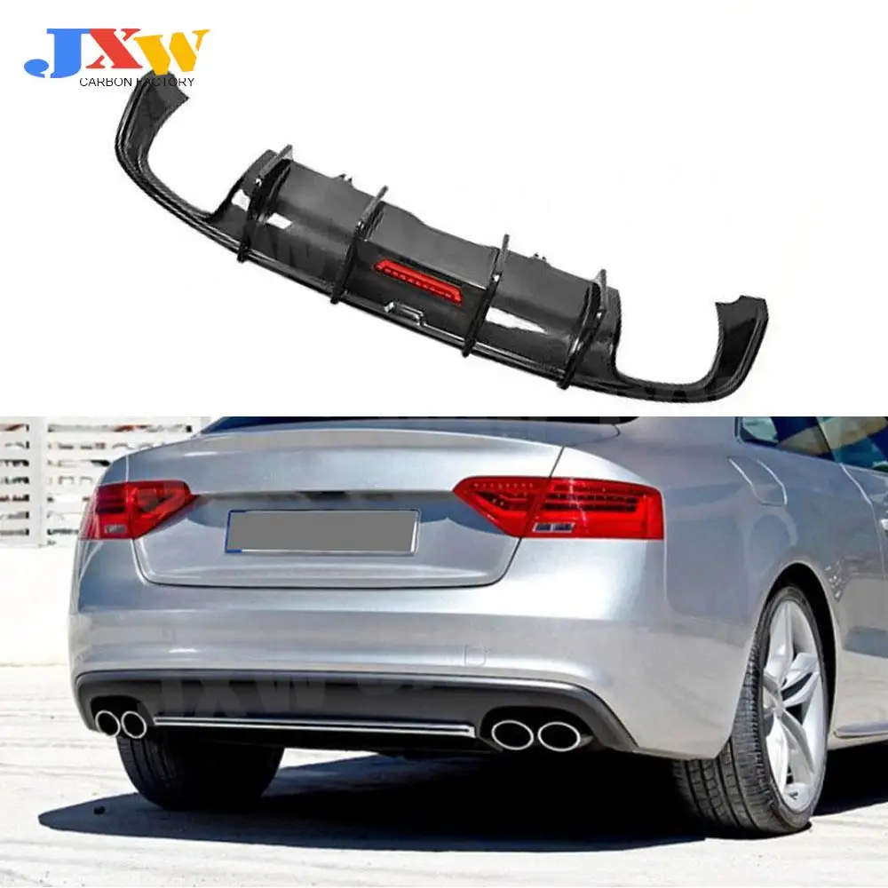 

Carbon Fiber Rear Diffuser Splitter With Light For Audi A5 Sline S5 2012-2016 Bumper Bodykits Guard Spoiler FRP