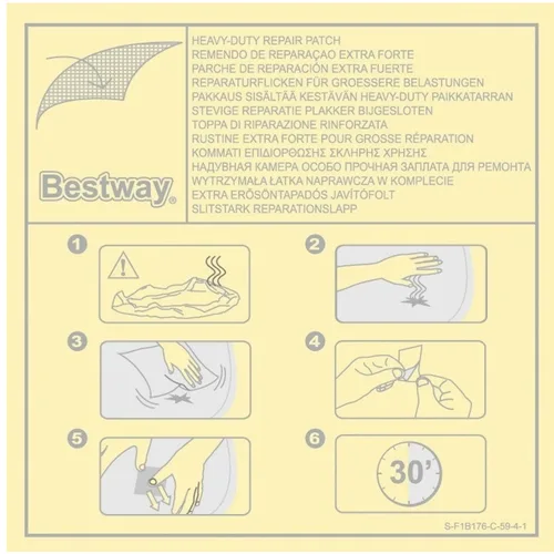 Imagen 2 del producto 62068 Bestway 10 Uds. Parche de reparación adhesivo de 2,5x2,5 pulgadas para piscina de plástico, barco inflable, estera, sofá, cama, parche resistente de 6,5x6,5 cm