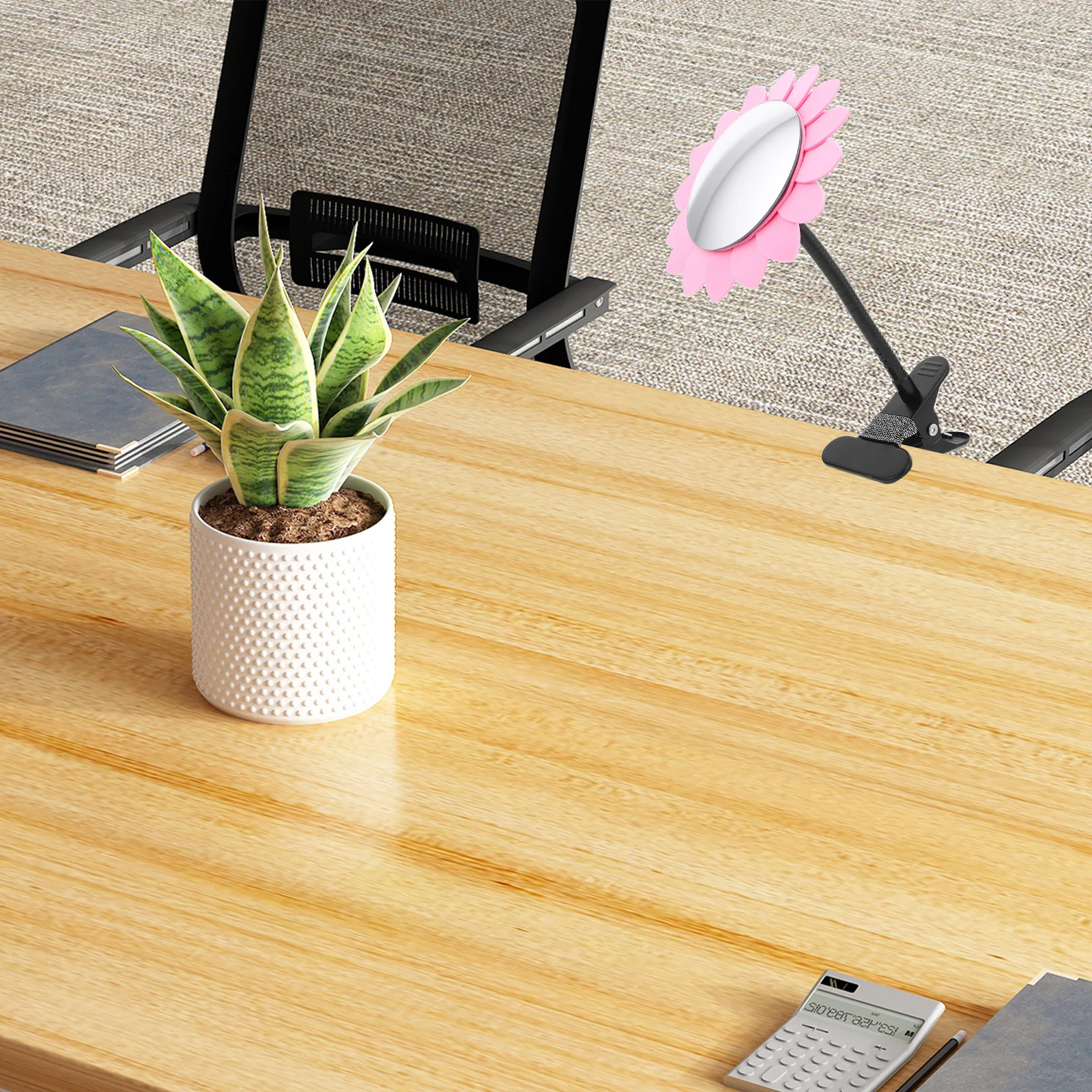 

Single Sided Desktop Makeup Mirror with Privacy Shield for Office Workspace Portable Clip on Vanity Mirror Computer Monitor Rear