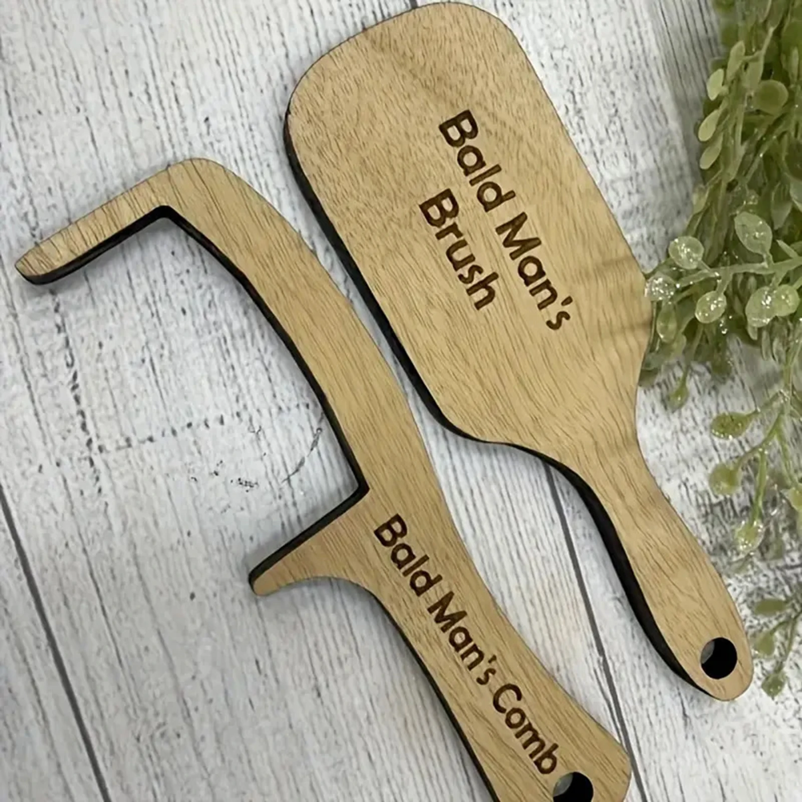 Gag Gift Comb for Bald Man Funny Laser-Cut Wooden Bald Man Comb Joke Gift for Men's Hair Loss Laughter AccessoryBirthday Gift