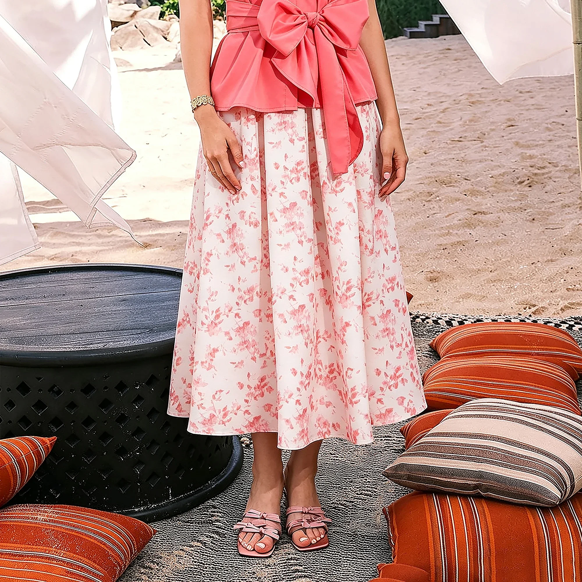 CHCH Women's Half Skirt French Holiday Date Romantic Lady Skirt Fashion Summer Floral Design Versatile Elegant Female Half Skirt
