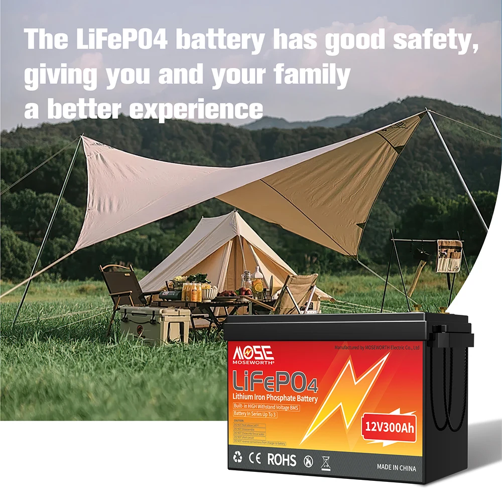LiFePO4 12V 100Ah 200Ah 300Ah 50Ah Battery Pack Grade A 6000+ Cycles With BMS For RV Golf Cart Boat Solar Battery 12V Lithium