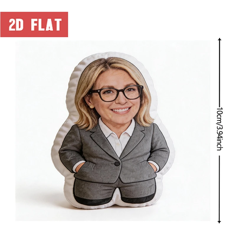 Custom Personalized Photo Face Pillow, Business Suit Style Custom Shaped Decorative Cushion, 23.62-Inch Home Decor Accent Pillow