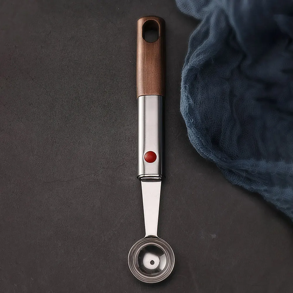 

Stainless Steel Plastic Fruit Scoop Ice Cream Melon Baller Ball Maker Kitchen Tool Light Brown Color Smooth Surface