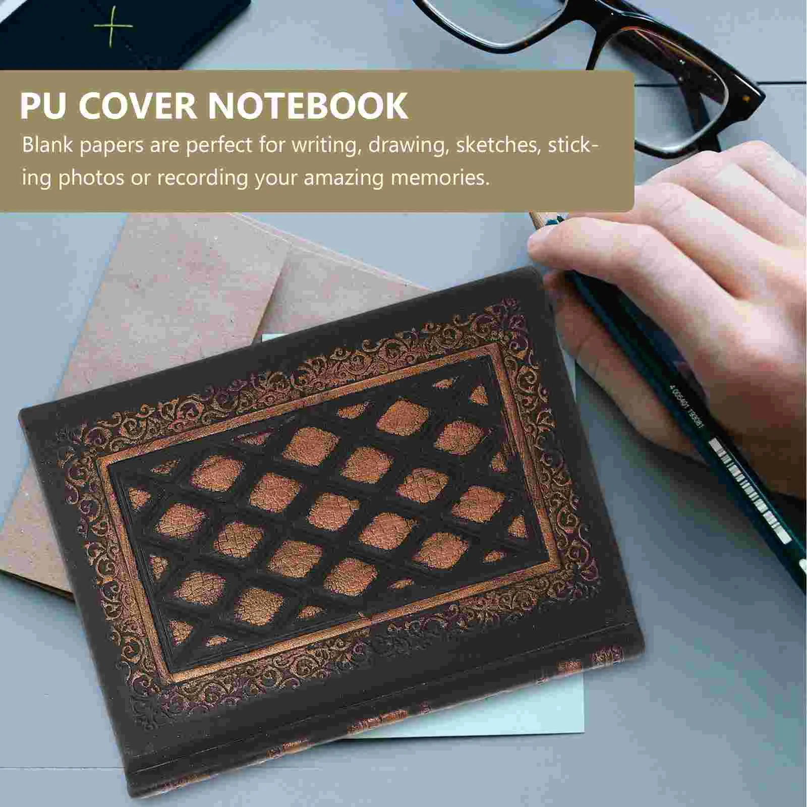 European Relief Cover Diary Notebook Journal Notepad ( Gold) Relief cover notebook PU cover notebook