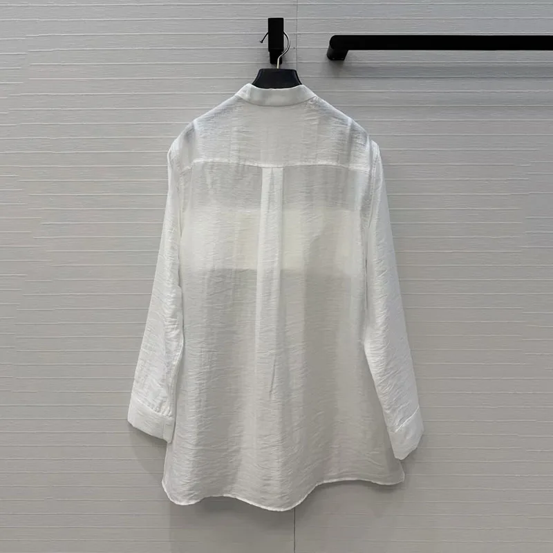 Women's Strapless Top + Stand-Up Collar Shirt + Mini Skirt, Loose-Fitting Top, Pleated Puff Skirt, 3-Piece Cotton-Linen Set, y2k view 4