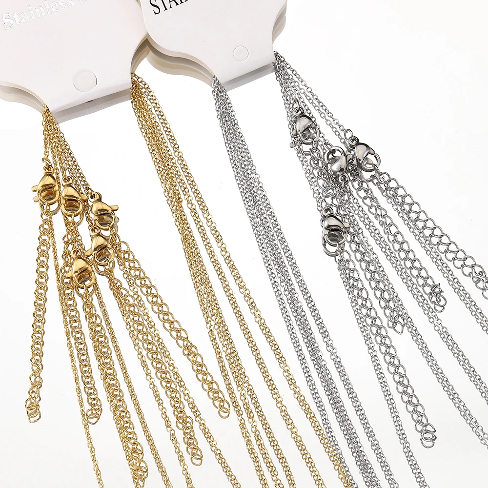 5 Pieces Stainless Steel O-chain With Lobster Buckle Plain Chain DIY Necklace Semi-finished Handmade Jewelry Accessories