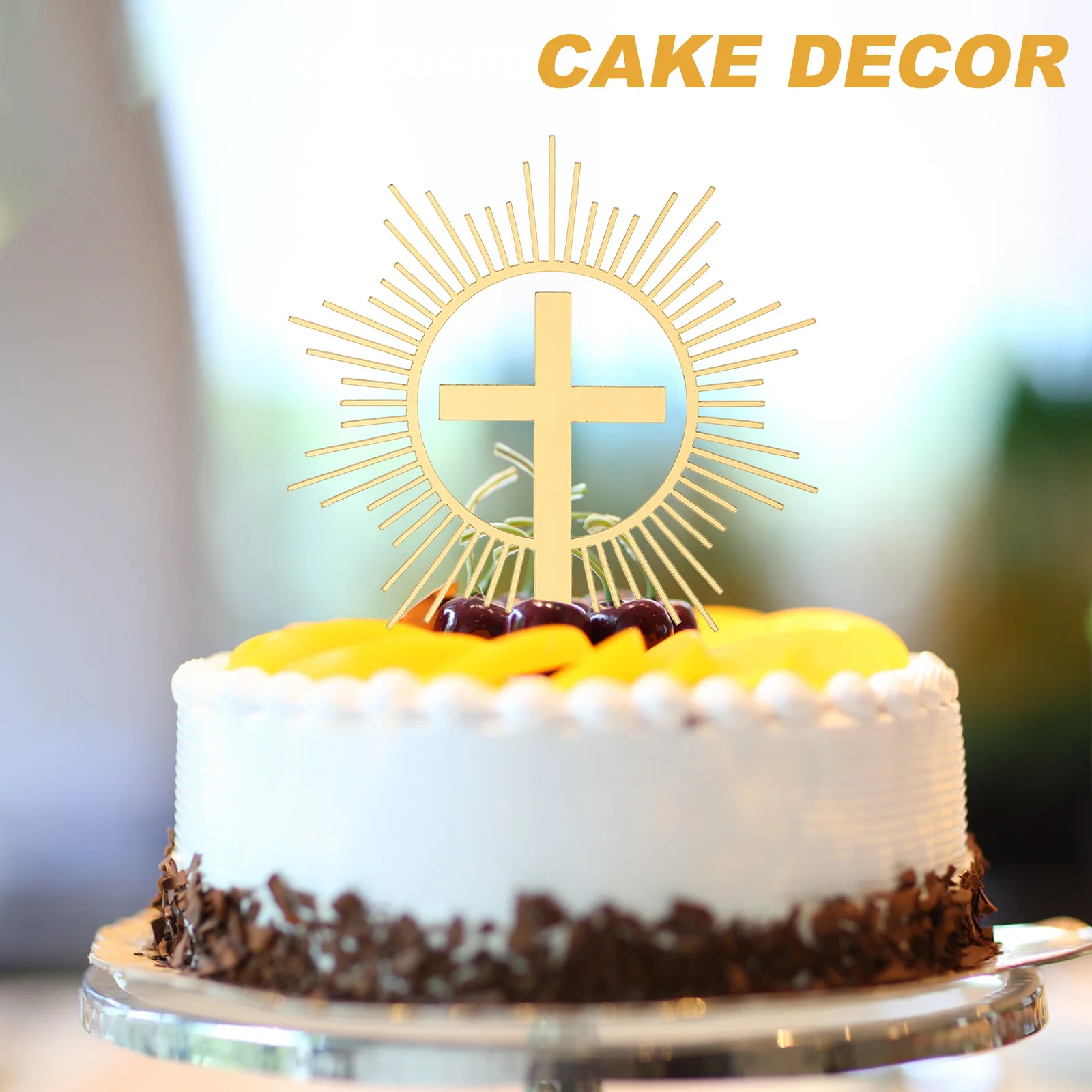 

10Pcs Cross Cake Topper Set Acrylic Dessert Picks for Holy Communion Baby Baptism Wedding Party Cake Decorative Inserts