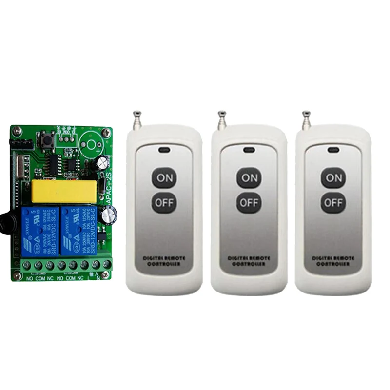 1000m AC 110V 220 V 2 Channel 2CH 10A Radio Controller RF Wireless Relay Remote Control Switch 433 MHZ Transmitter+Receiverz