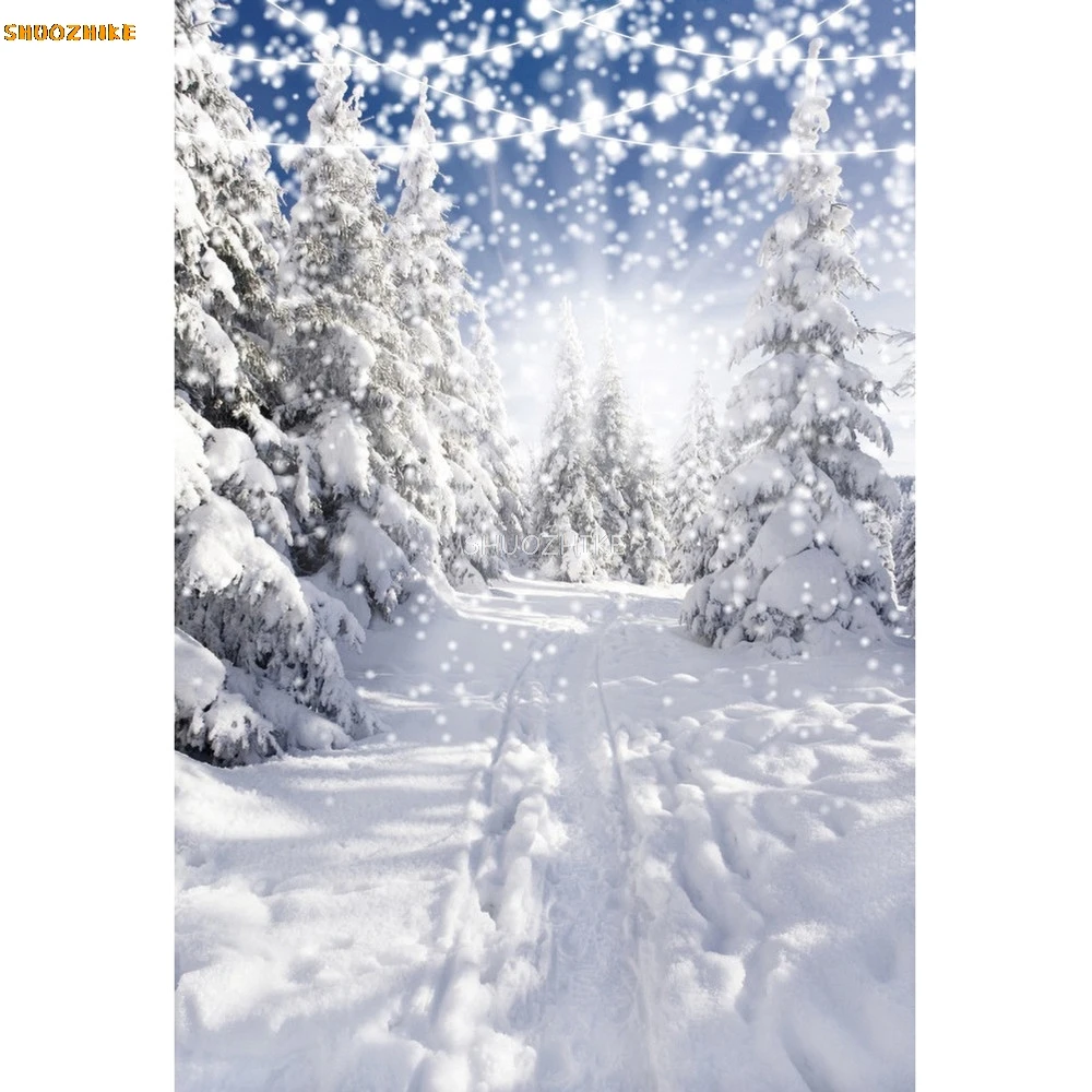 Winter Christmas Photography Backdrop Wonderland Mountain Forest Snow Decor Child Photocall Family Portrait Photo Background