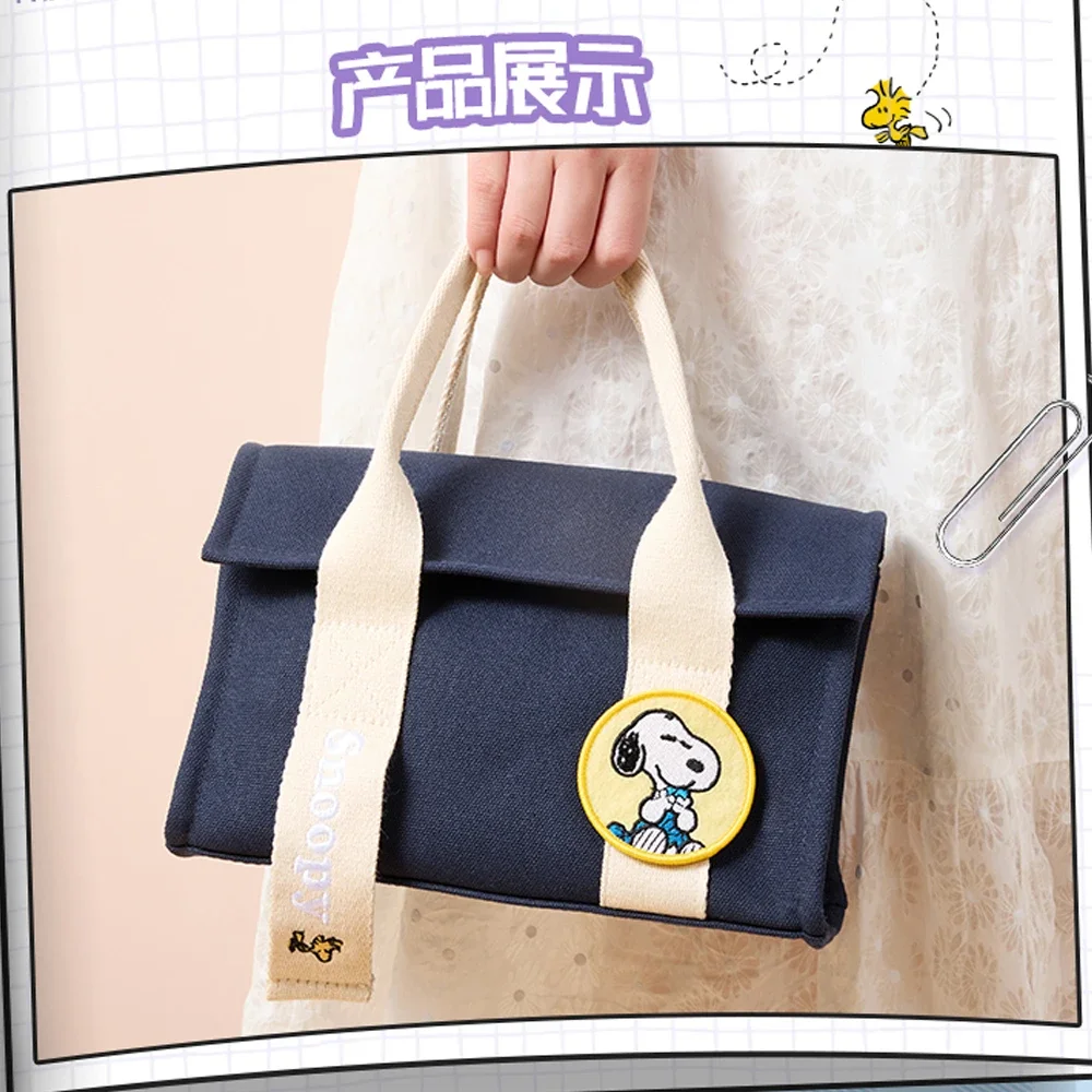 MINISO Anime Snoopy Charlie Brown Portable Handbag Cartoon Cute Storage Bag College Style Messenger Bag Girl Birthday Gift