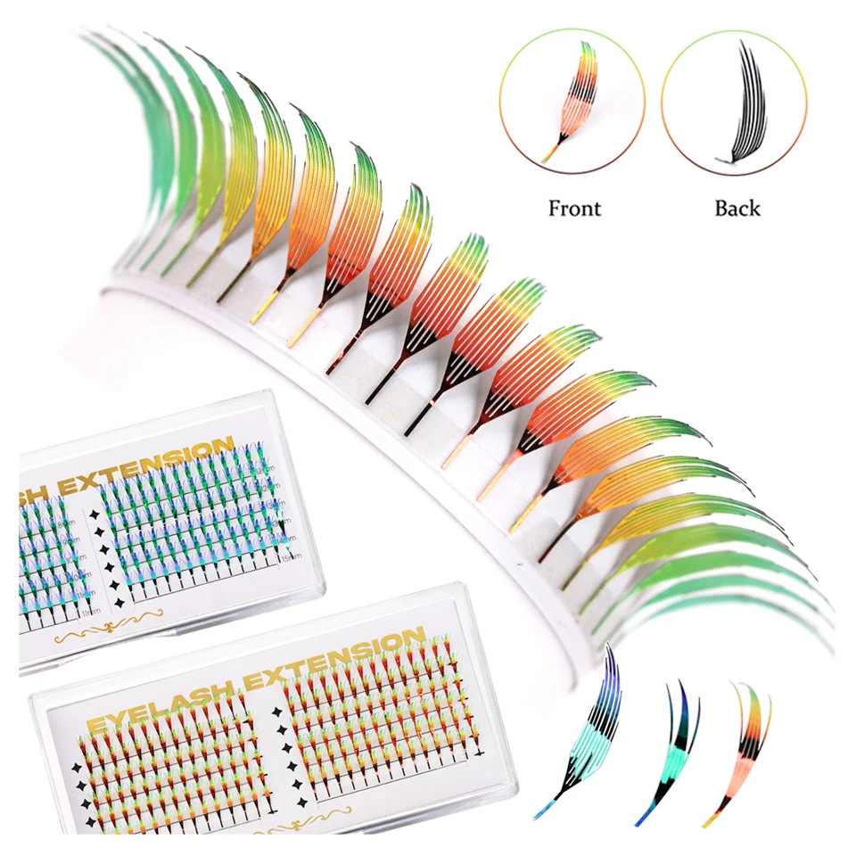 

New Fashion Shiny Comic Eyelash Holographic Aurora Color Spire Eyelash Glitter Tinsel Anime Premade Fan Comic Lash for Christmas