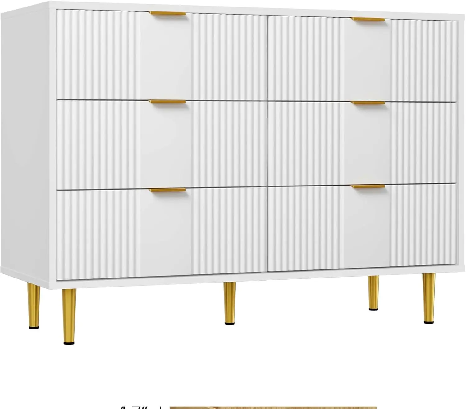 Commode Garvee avec 6 tiroirs, armoire à tiroirs, commode à linge, meubles pour chambre à coucher, salon, bureau, couloir, blanc, 100 x 40 x 75 cm