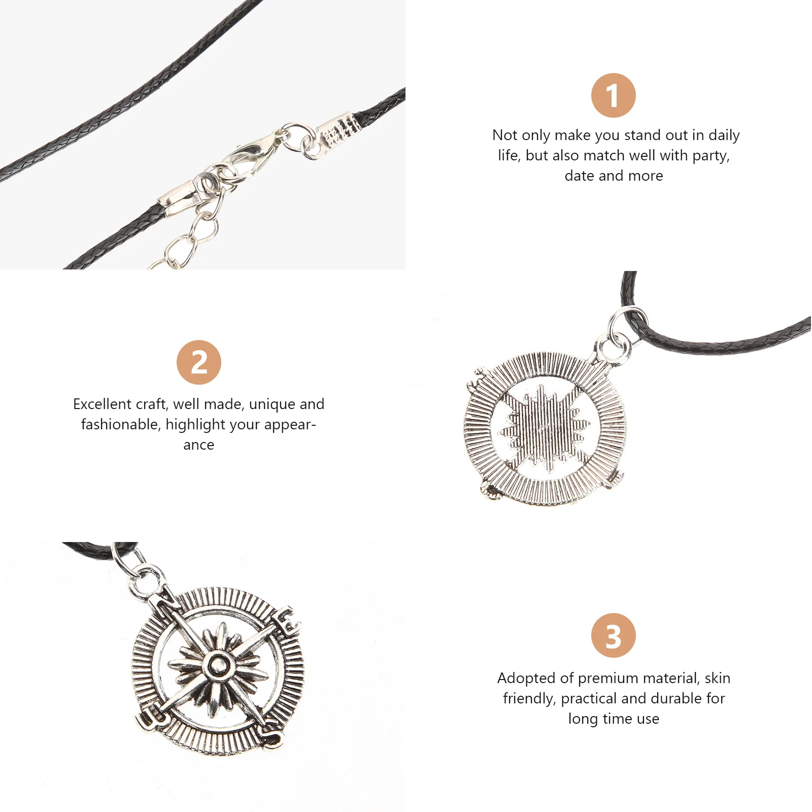 

Compass Necklace Men Retro Alloy Durable Personalized Necklace Ideal for Daily Party Birthday Fashionable Neck Chain