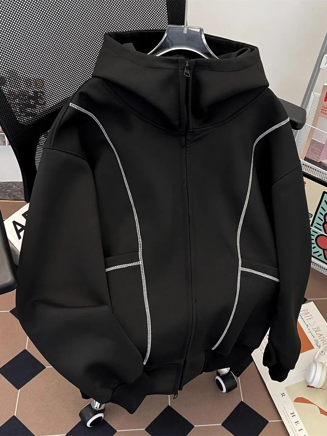 

Мужская толстовка на молнии в американском ретро-стиле, весна-осень, свободный крой, повседневная верхняя одежда, дизайн в стиле стритстайл, малая серия