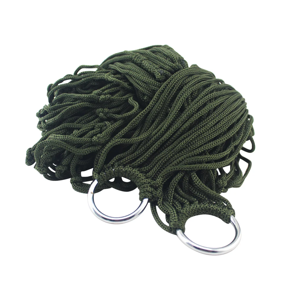 

Nylon Rope Mesh Hammock Durable Hanging Bed for Camping Hiking Picnic Outdoor Leisure Bed Sleeping Swing Hammock Random Color