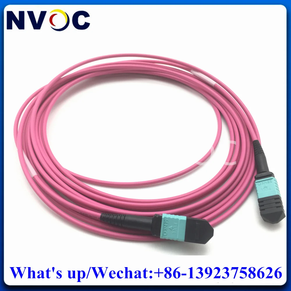 Imagem -05 - Núcleo mm Om4 50 1253.0 mm Lszh Rosa Roxo Mini Cabo Redondo Mpo Upc m ao Conector Masculino do Cabo de Remendo da Fibra Ótica de Mpo 10m 15m 12