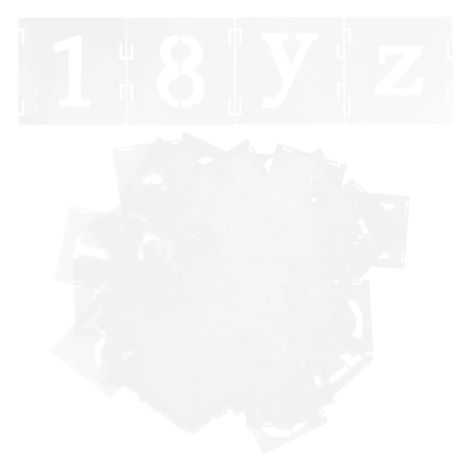 65 Piece Reusable Stencil Kit Interlocking Alphabet Letters Numbers Symbols for Fabric Painting Card Making