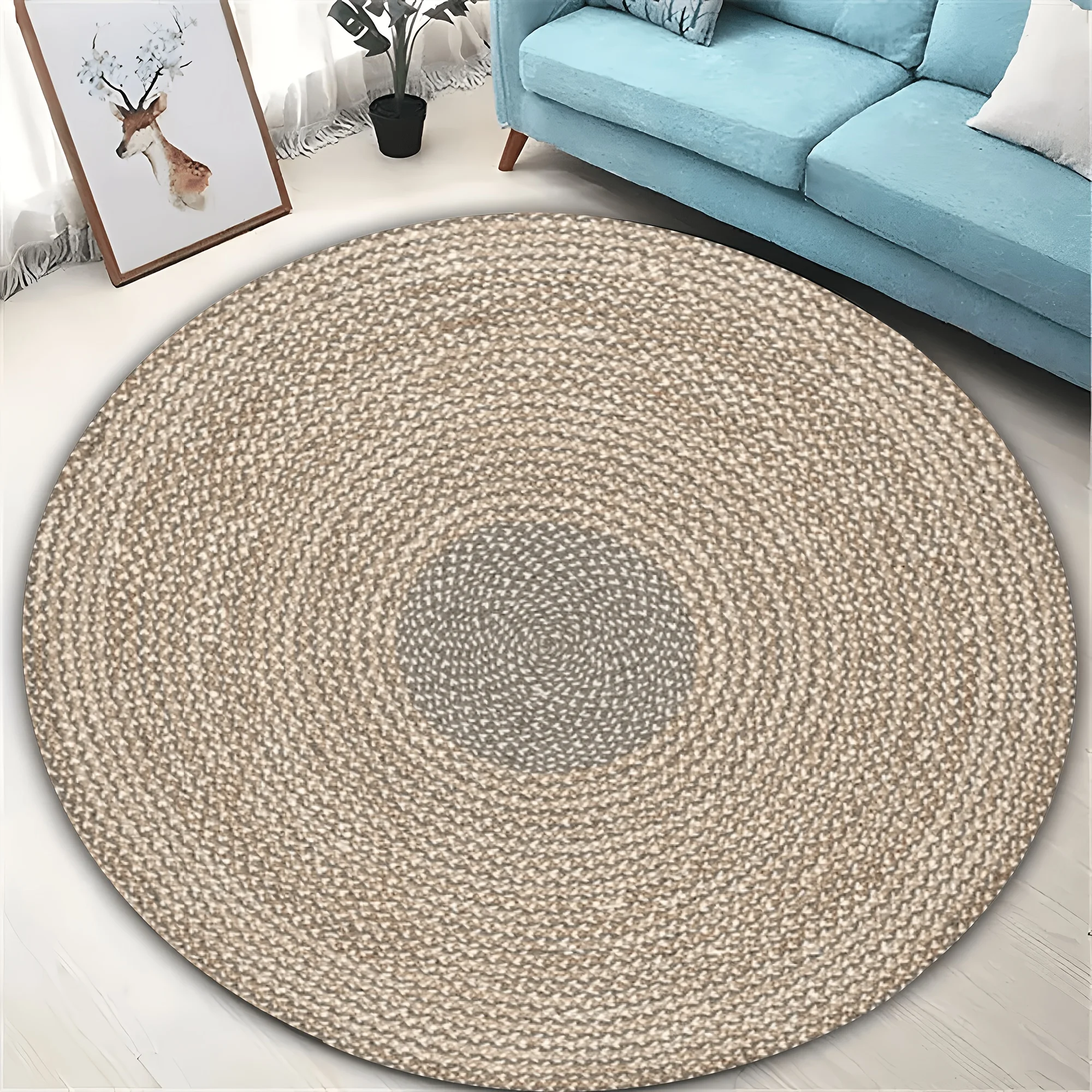 Flannel Printed Round Rug With Geometric Spiral Design For Home Decor Soft Floor Mat Modern Minimalist Style