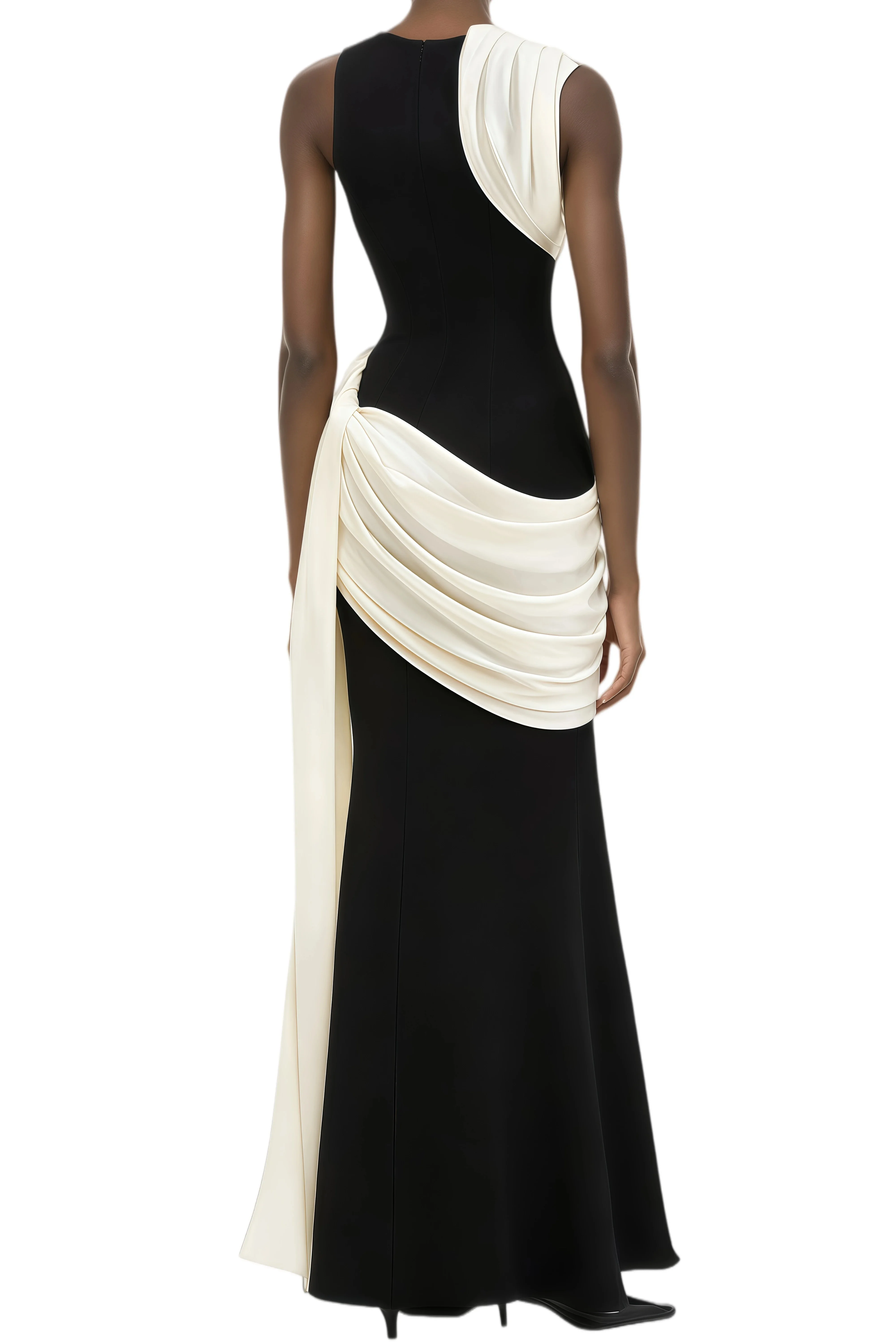 Customized Contrast Color Mermaid Special Occasions Events Pleat Matte Satin Formal Evening Gown Wedding Party Dress