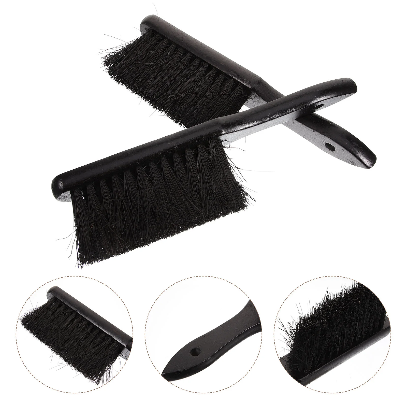 2 Pcs European Style Cleaning Brush Desktop Accessories Fireplace Computer Bench Wooden