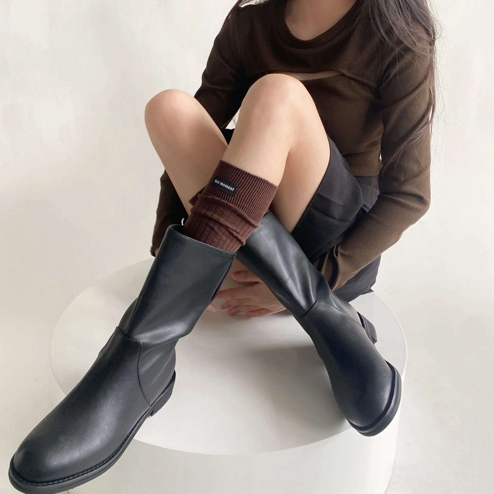 Solid Color Stockings Women Autumn Winter Long Socks Cotton Knee Socks Women Stockings JK Japanese Style Vintage Knee High Socks