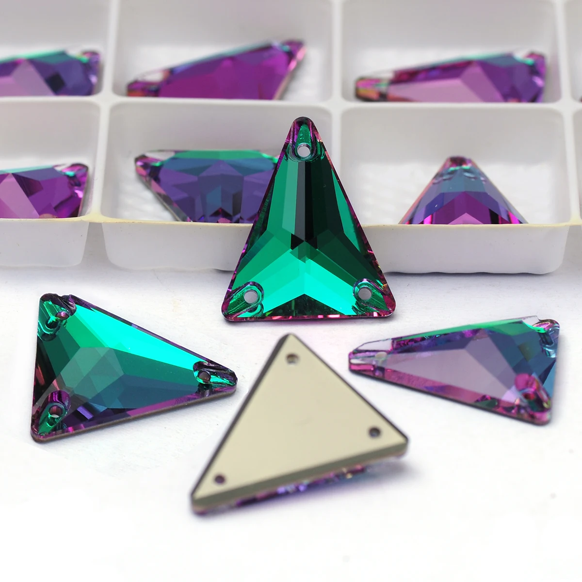 PUBRILEX Großhandel Schlanke Dreieckige Flache Rückseite Strasssteine Glas Aufnähbare Kristallsteine DIY Näh- und Kunsthandwerk Dekorationen für Kleider – Detail 6