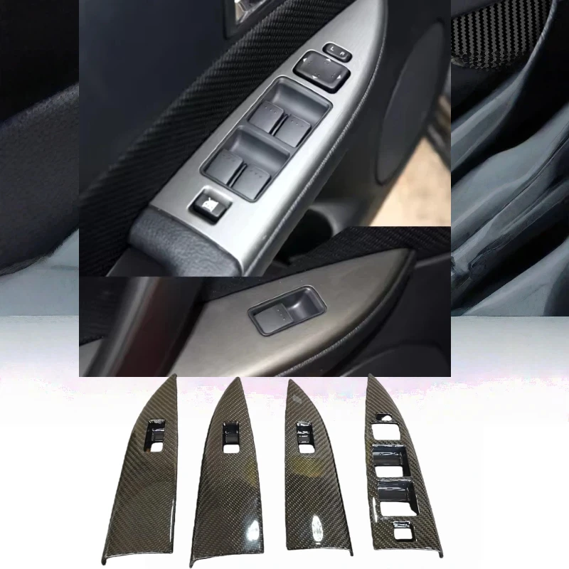 Real Carbon Fiber Decal Car Window Lift Button Switch Panel Replacement Trim For Mazda 6 2003-2009