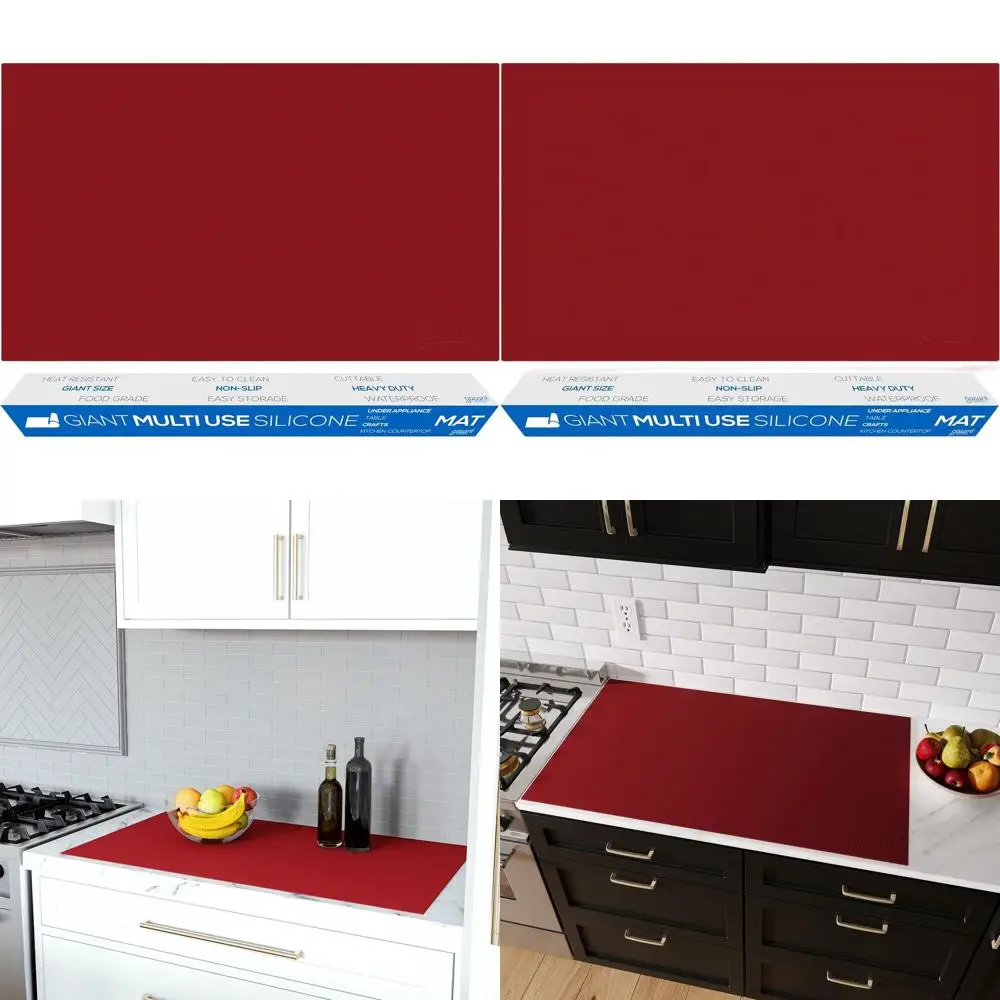 

Термостойкий силиконовый коврик, большой и толстый, нескользящий, легко моется, можно резать, 40x23.5, красный
