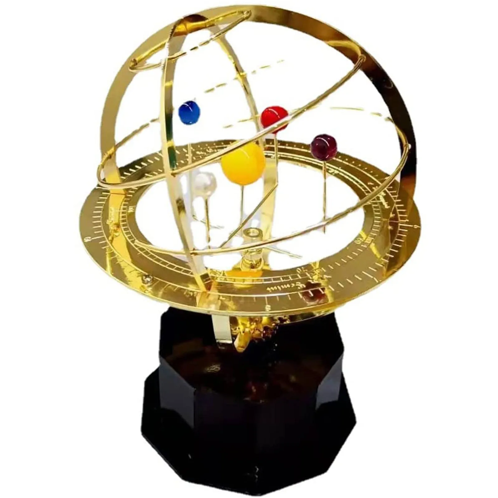 Rotating Solar System Metal Ornament, Retro Planet  Metal Model Kit, Science Art Decoration Indoor Table Ornament