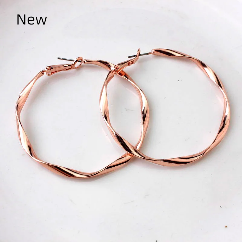 

100 Pairs Copper Big Twisted Gold Round Hoop Earrings for Women