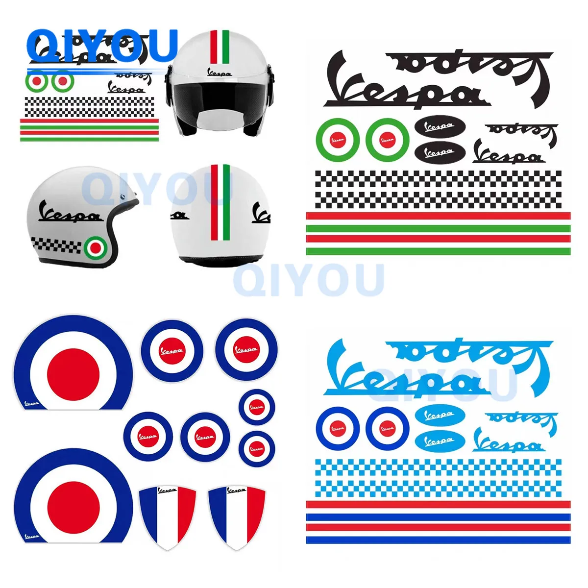 

Vespas Motorcycle Stickers Fun French Round Italian Circle Car Sticker Reflective PVC Decal Suitable for Helmet Car Windows