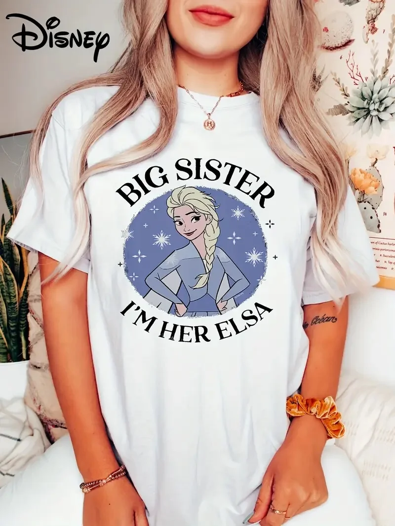 

2025 Женская повседневная удобная уникальная черная футболка с круглым вырезом и короткими рукавами с принтом Disney с уникальным улыбающимся лицом