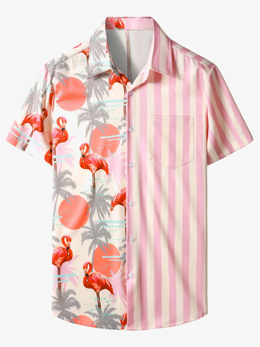 Mens Palm Tree Hawaiian Shirt Short Sleeve Beach Shirt Summer Casual Button down Shirt Hawaiian Shirt Lapel Vacation Tops