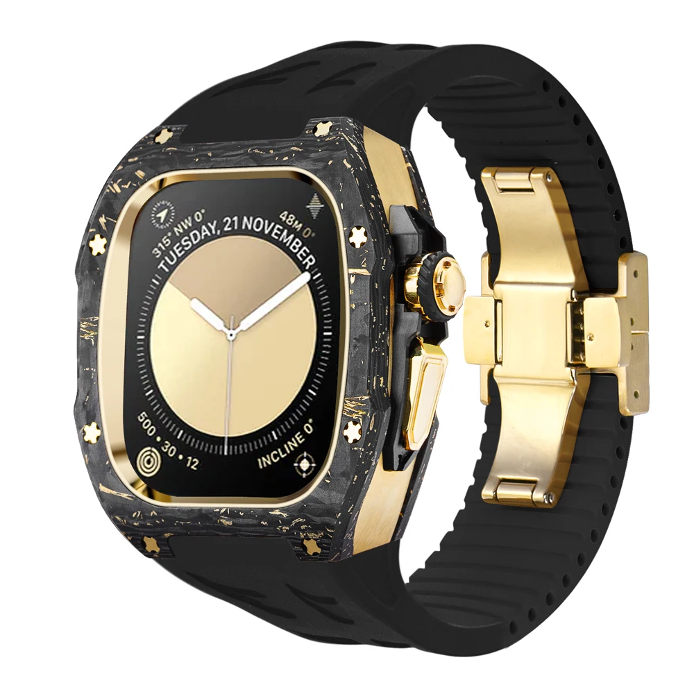 

Carbon Fiber Watch Modification Kit Shell 49mm Metals with Fluoro Rubber Strap Multi-color for apple Watch case