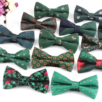 สีเขียวผู้ชาย bowtie คลาสสิก Bow Tie สำหรับผู้ชายผู้หญิง bowknot Casual Boys Bow TIES cravats ดอกไม้ Bow TIES สำหรับงานแต่งงานชาย Tie