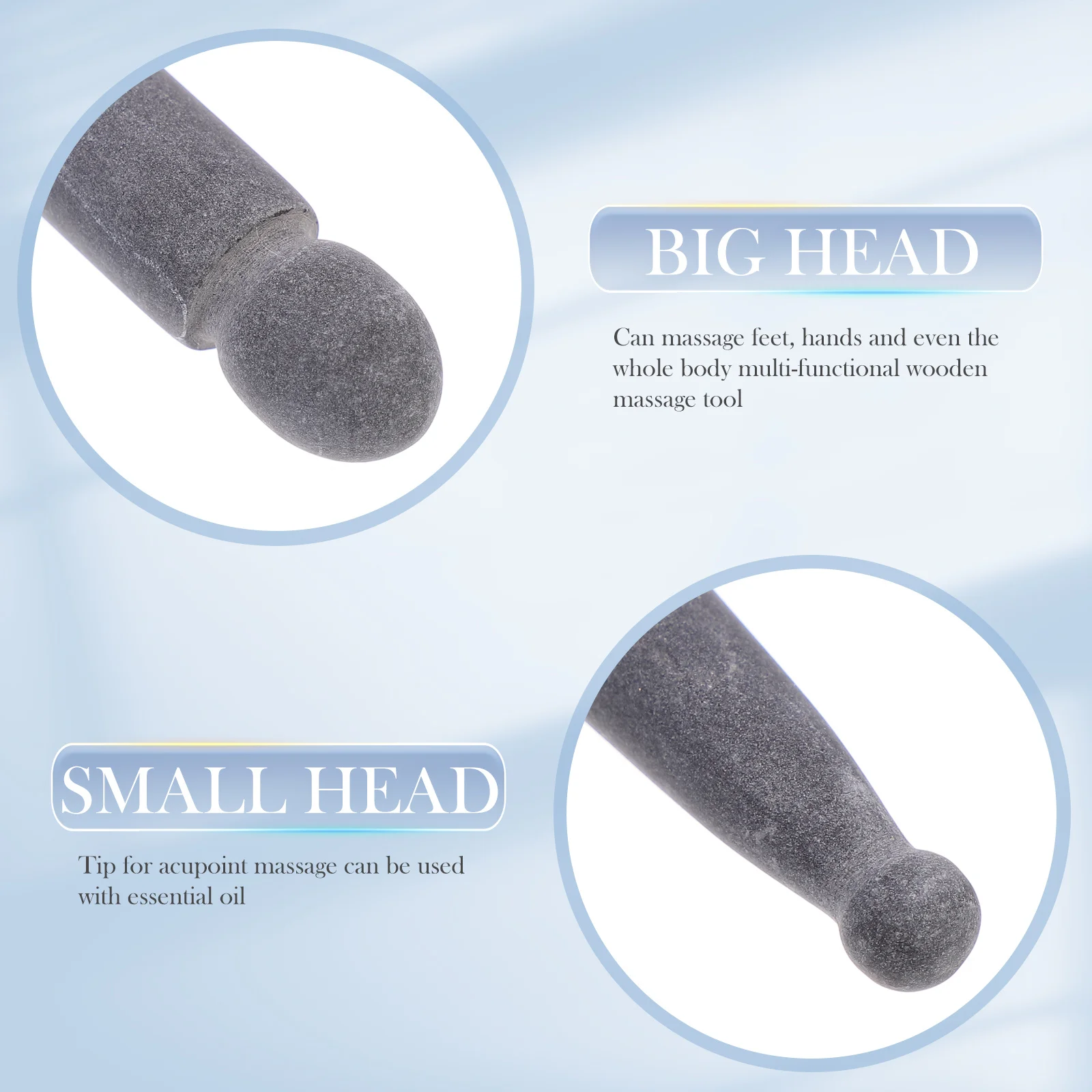 

2 pcs Beauty Pen Massage Sticks Black For Acupoint Foot Face Body Care Dry Oil Use Fine Polished Multipurpose Bianstone Rods