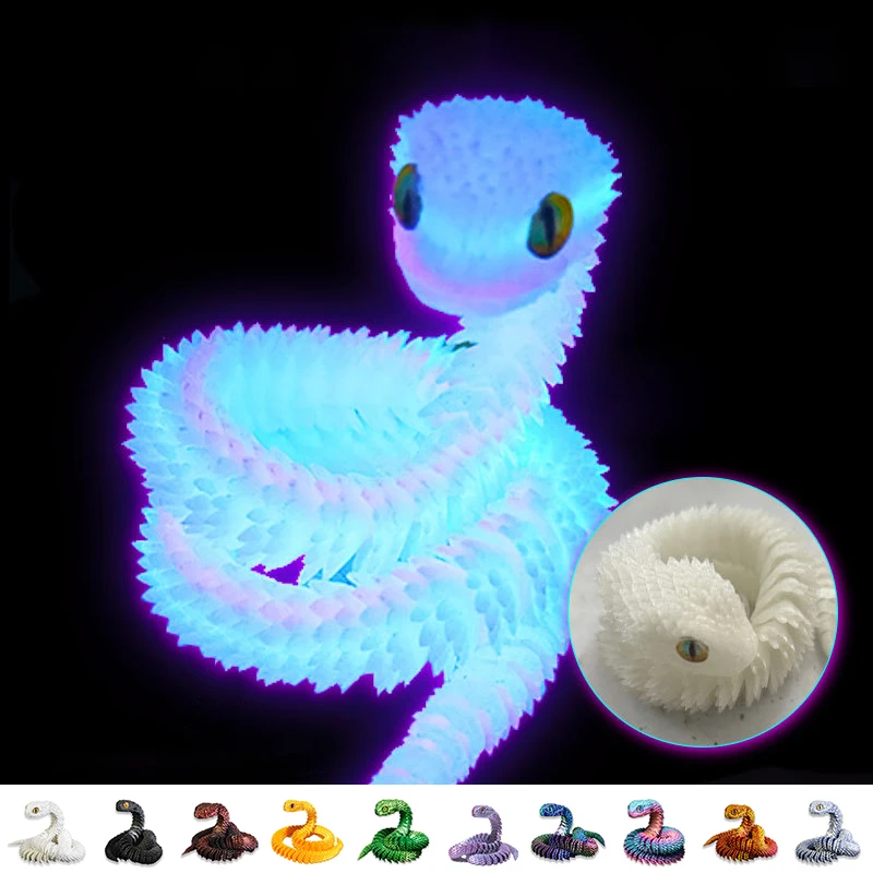 3D Print Fully Movable Jointed Viper Snake Toy Luminous Glow In Dark Fidget Figurine Home Decor Children Birthday Present