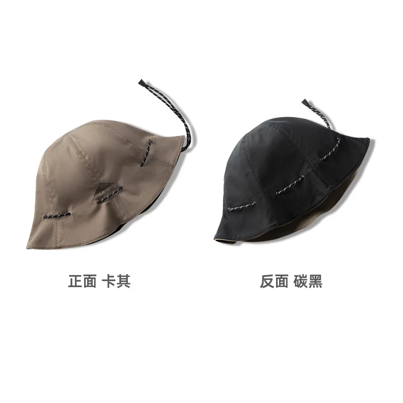 Maden Retro Black Khaki Reversible Adjustable Fisherman Hat Portable Coin Purse Money Bag Sun Visor Cap for Men\' Daily