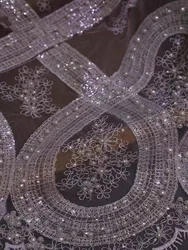 New,Heavy,Pearls embroidery French mesh lace /Dress design/ With Beads Tube African lace fabric /Weddings ,Party Dress,