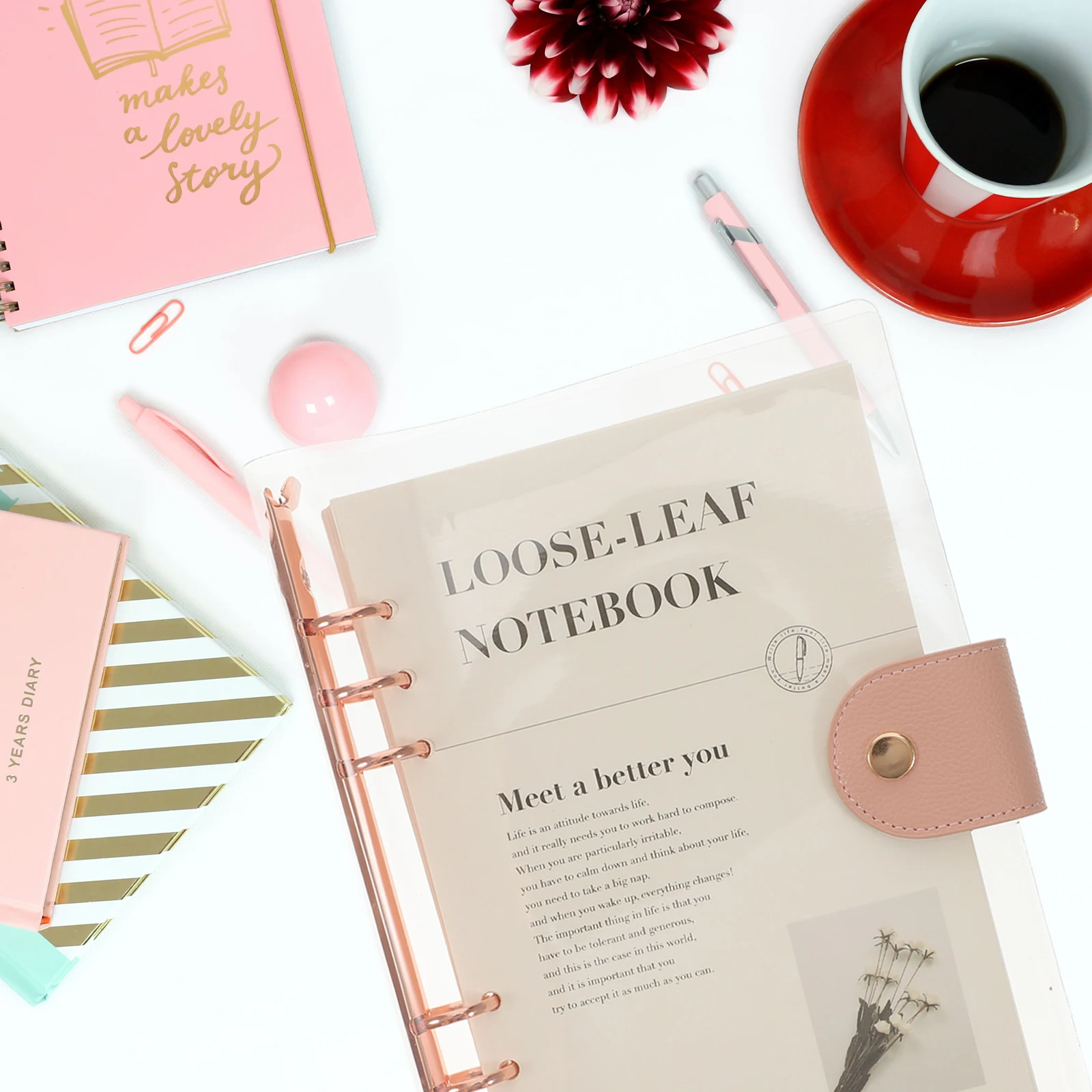 

Loose-leaf Notebook Rose Gold 6-hole Ring Planner Schedule Daily Planner Notepad Office Memo Office Memo Pad Pad
