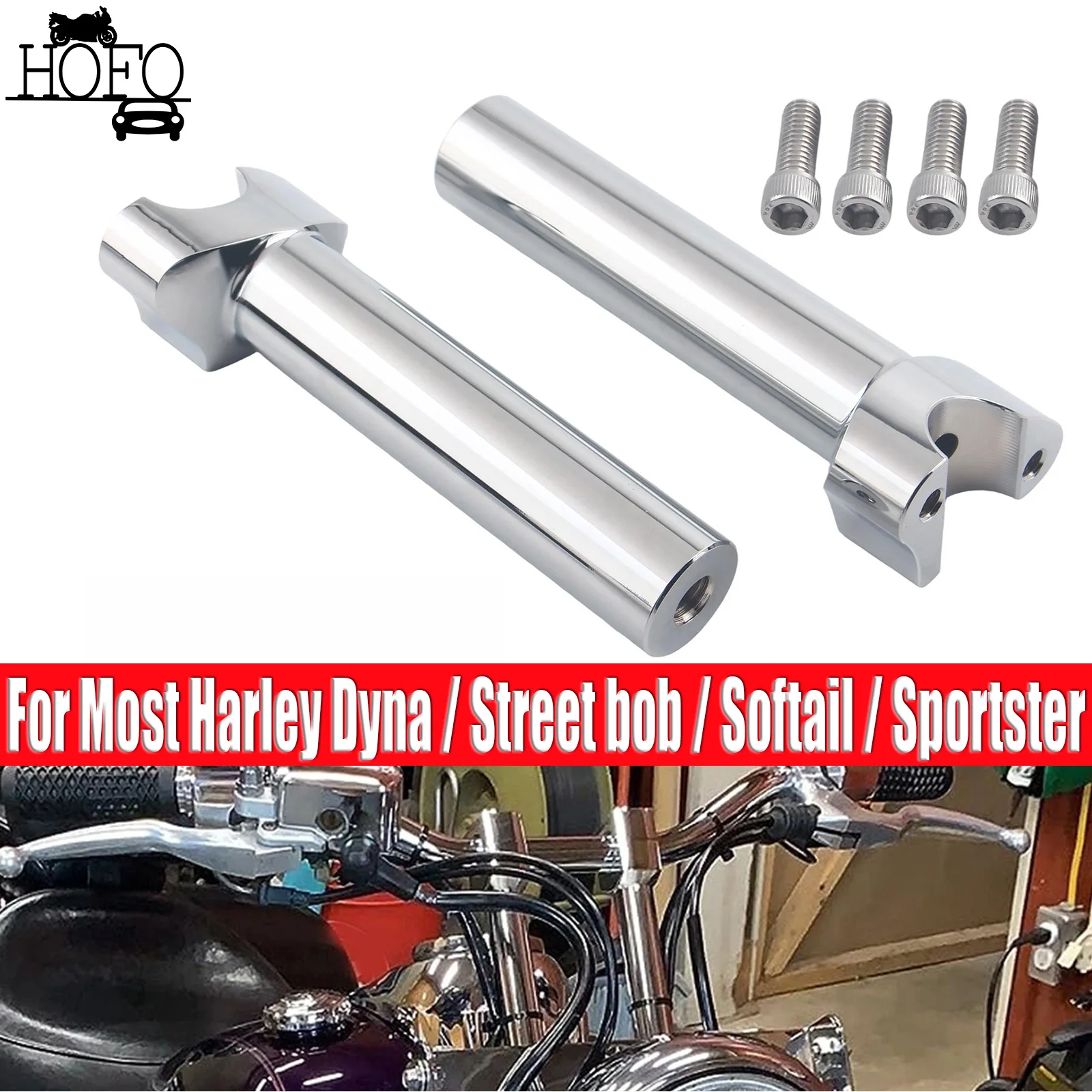 

Хромированные 6-дюймовые прямые стояки руля для Harley 1 дюйм Bar Dyna Sportster 883 1200