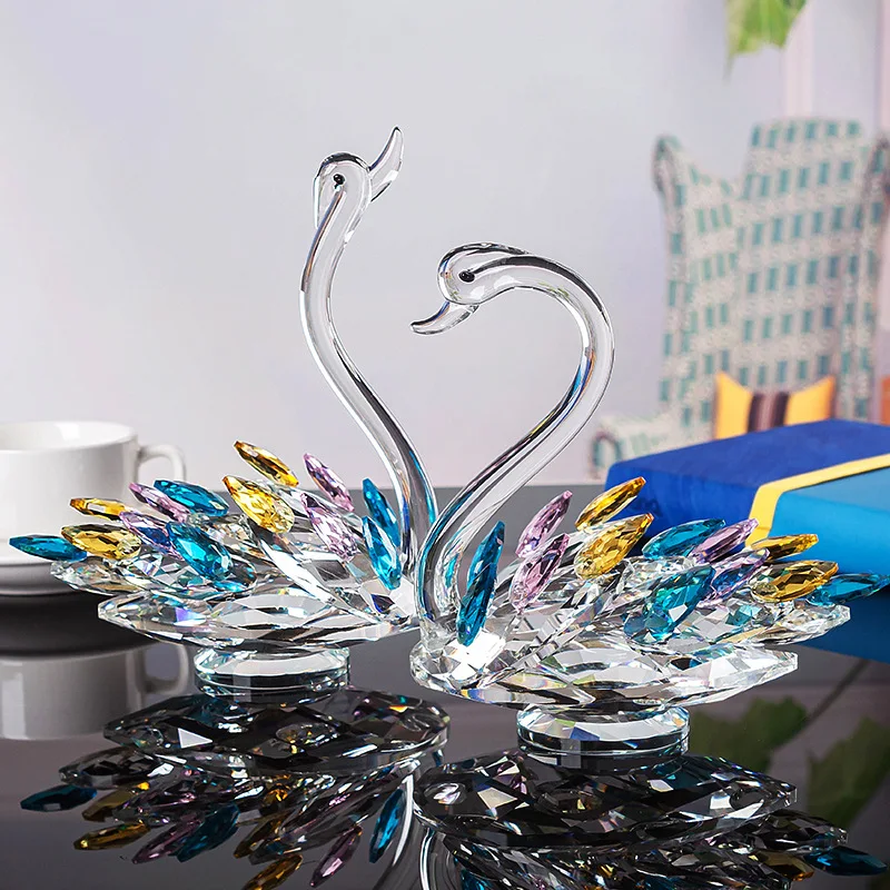 

Crystal Swan Crafts Glass Paperweight Figurine Gifts Crafts Ornaments Figurines Home Wedding Party Decor Souvenirs