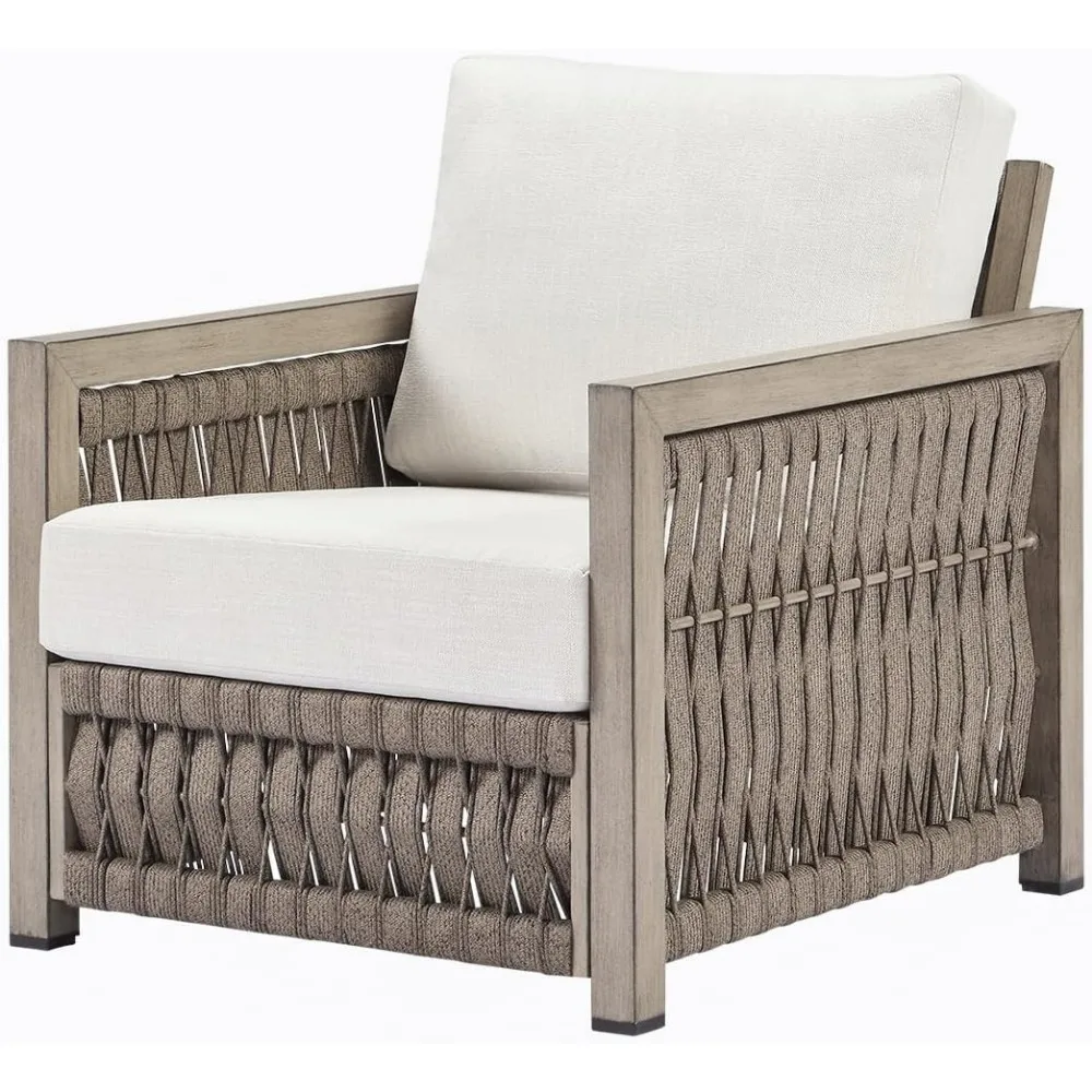 

Patio Chair, Outdoor Aluminum Chair with Thick Washable Cushions, Rope Weave Outdoor Chair Furniture Patio Sofa Armchair,