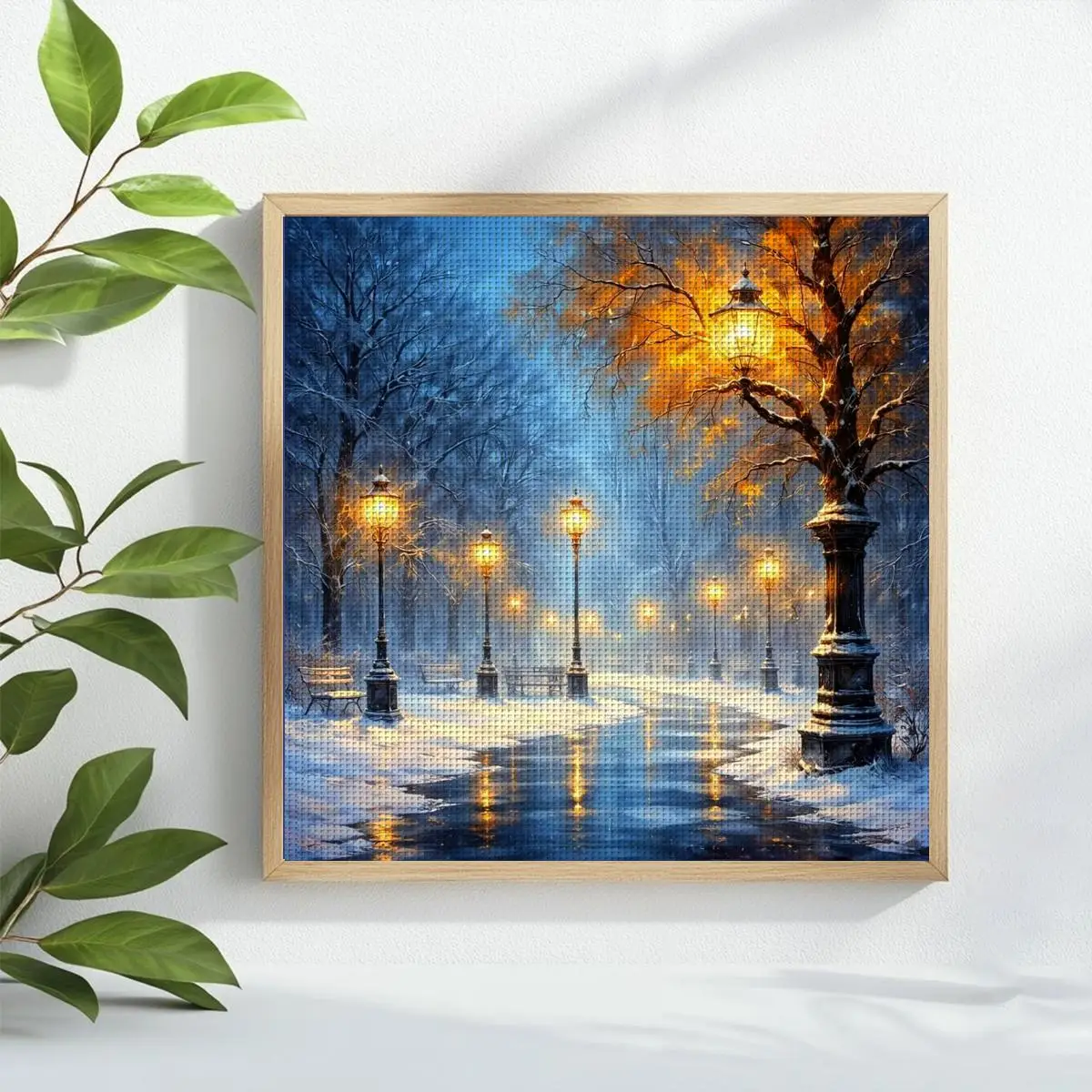1 Stück 40X40CM/15,74 Zoll Schöner Nachtanblick, gestempeltes Kreuzstich-Set, DIY-Set 11CT/14CT, DIY-Stickset, DIY-Kreuzstich-Set – Detail 1