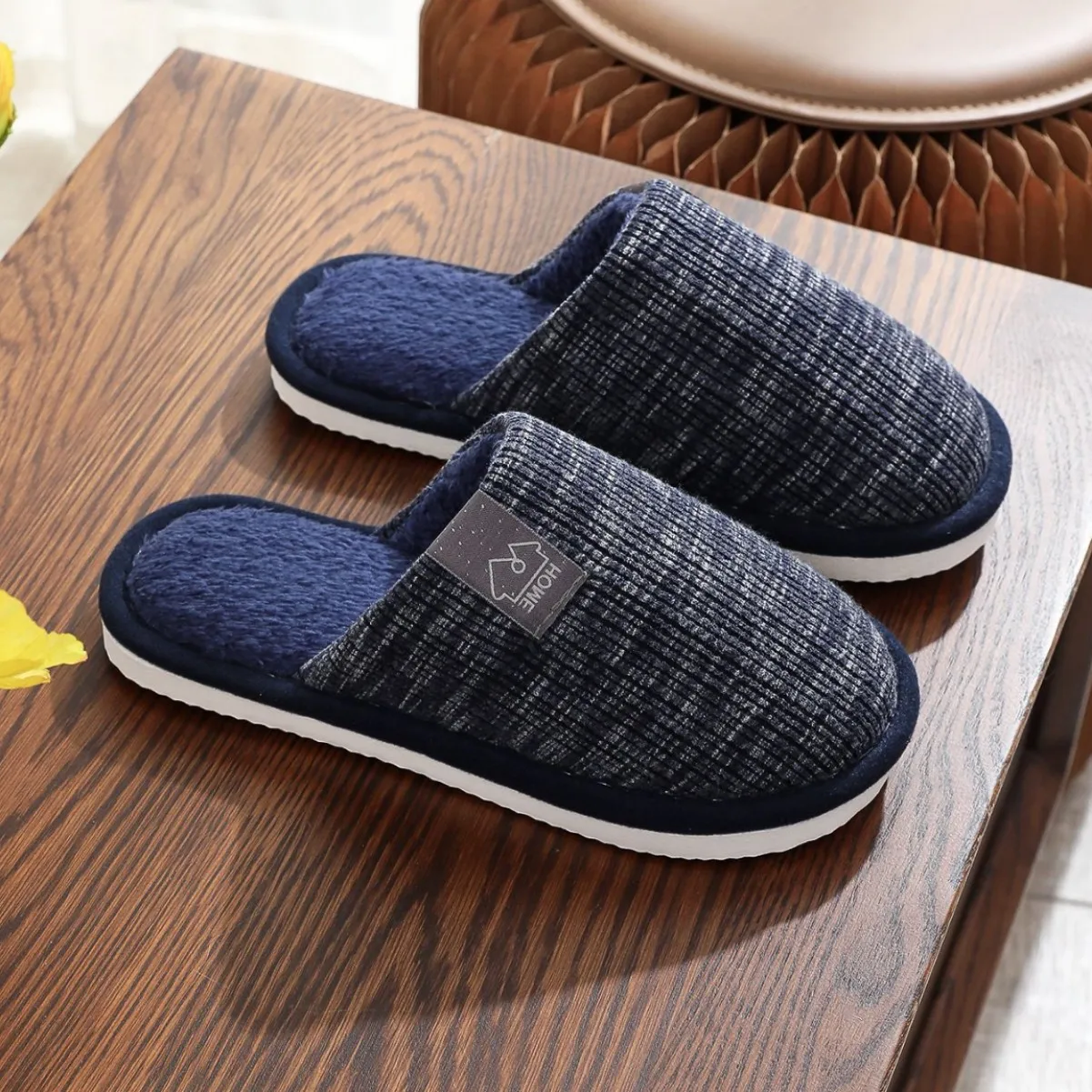 Winter Men Indoor Slippers House Home Warm Non Slip Plush Soft Slippers Comfy Fluffy Floor Male Casual Flat Shoes Zapatos Hombre